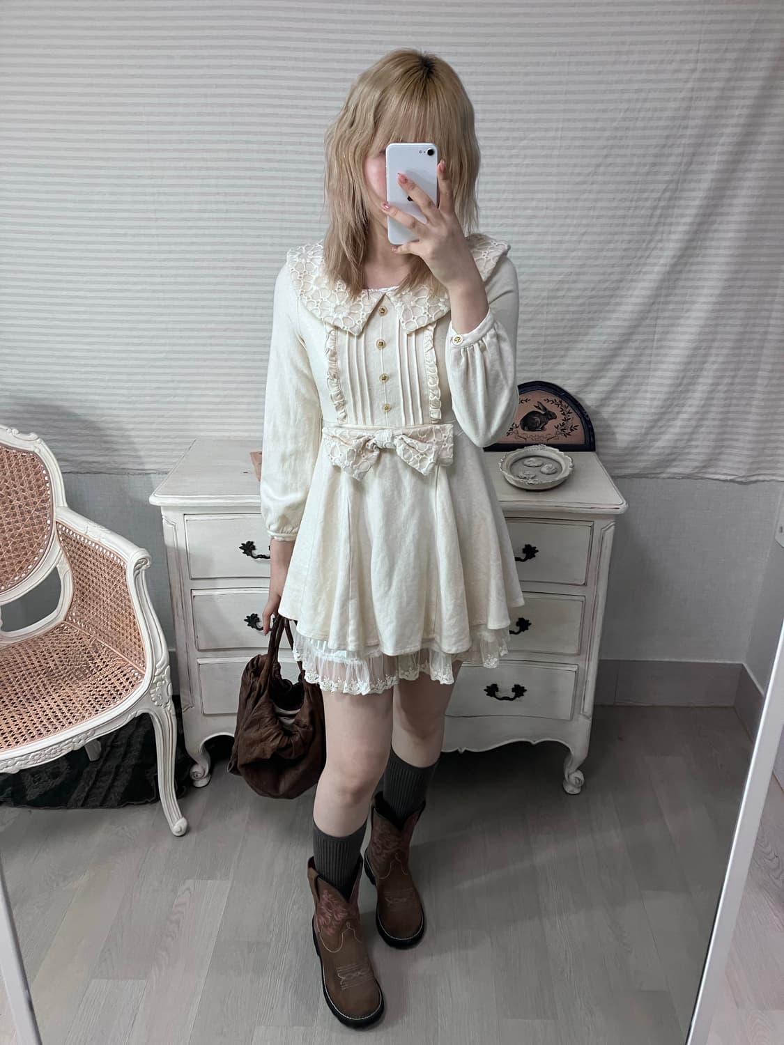 Lizlisa ivory princess ribbon one-piece 상품이미지3