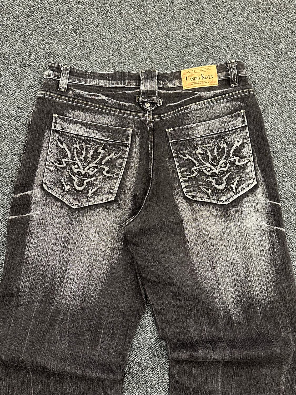 4L)Candid Keven 빈티지 포켓 드래곤 자수 흑청 힙합팬츠 상품이미지4