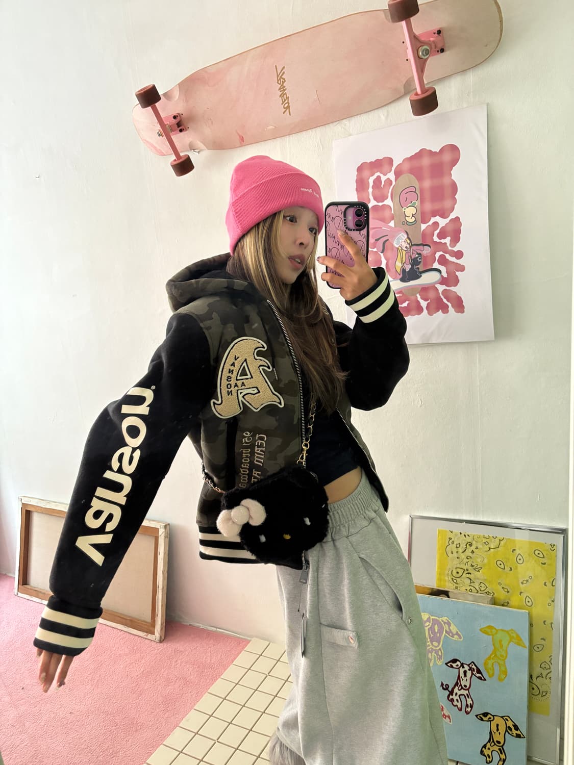 x AAO crop varsity jacket 크롭 바시티 자켓 상품이미지5