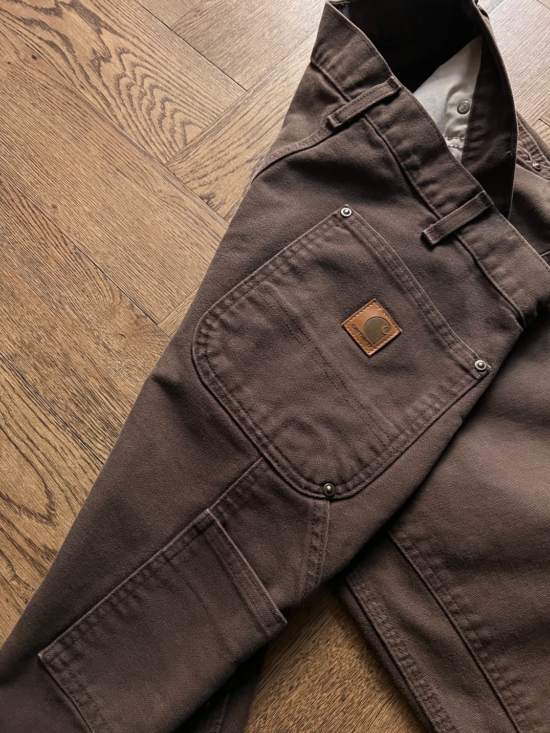 [34]칼하트 USA 빈티지 페인팅 다크브라운 더블니 워크 팬츠 상품이미지6