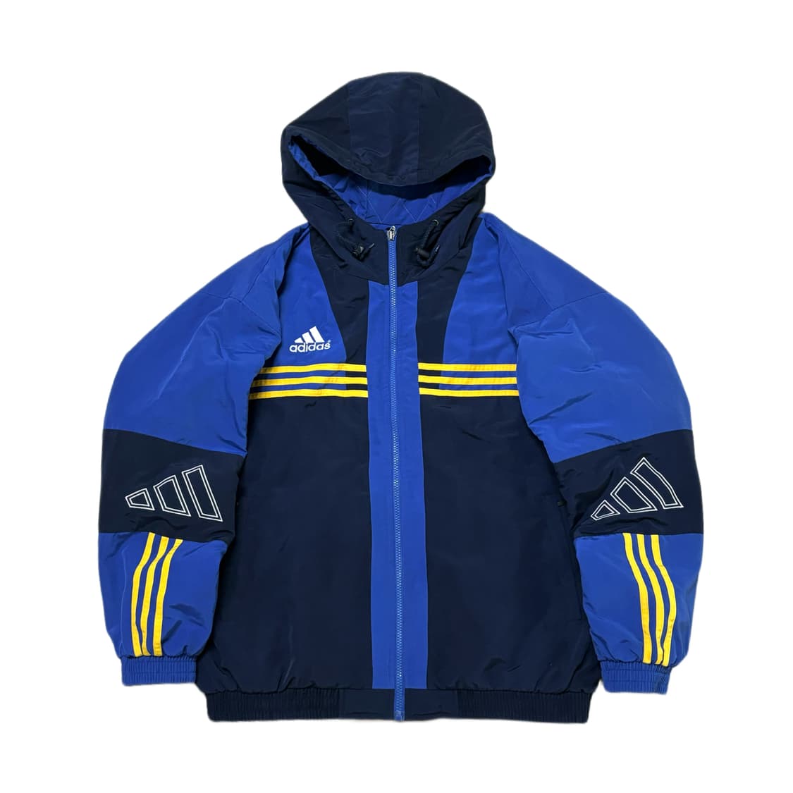 아디다스 올드스쿨 오버핏 누빔 점퍼 블루 옐로우  상품이미지2