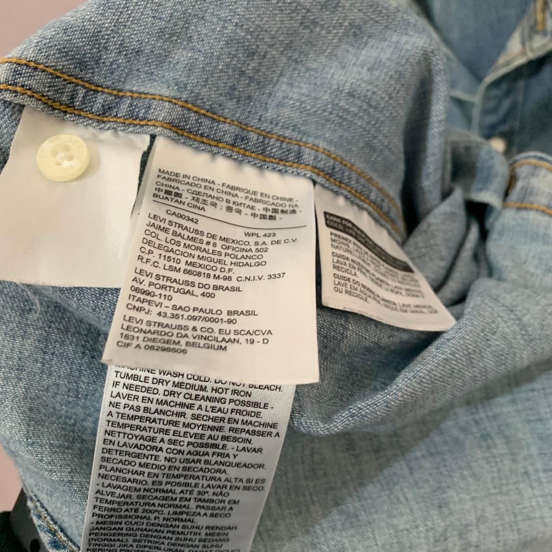 S 리바이스 중청 워싱 웨스턴 데님 셔츠 청남방 상품이미지5