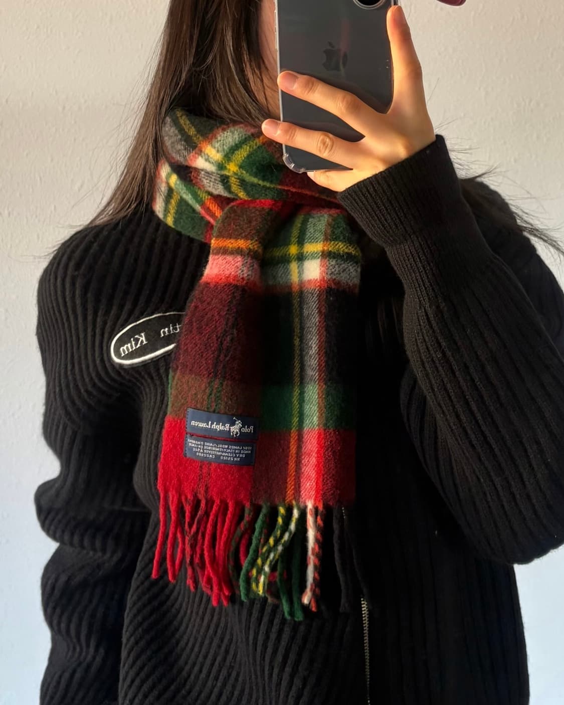 폴로 랄프로렌 타탄 체크 램스울 머플러 목도리 상품이미지1