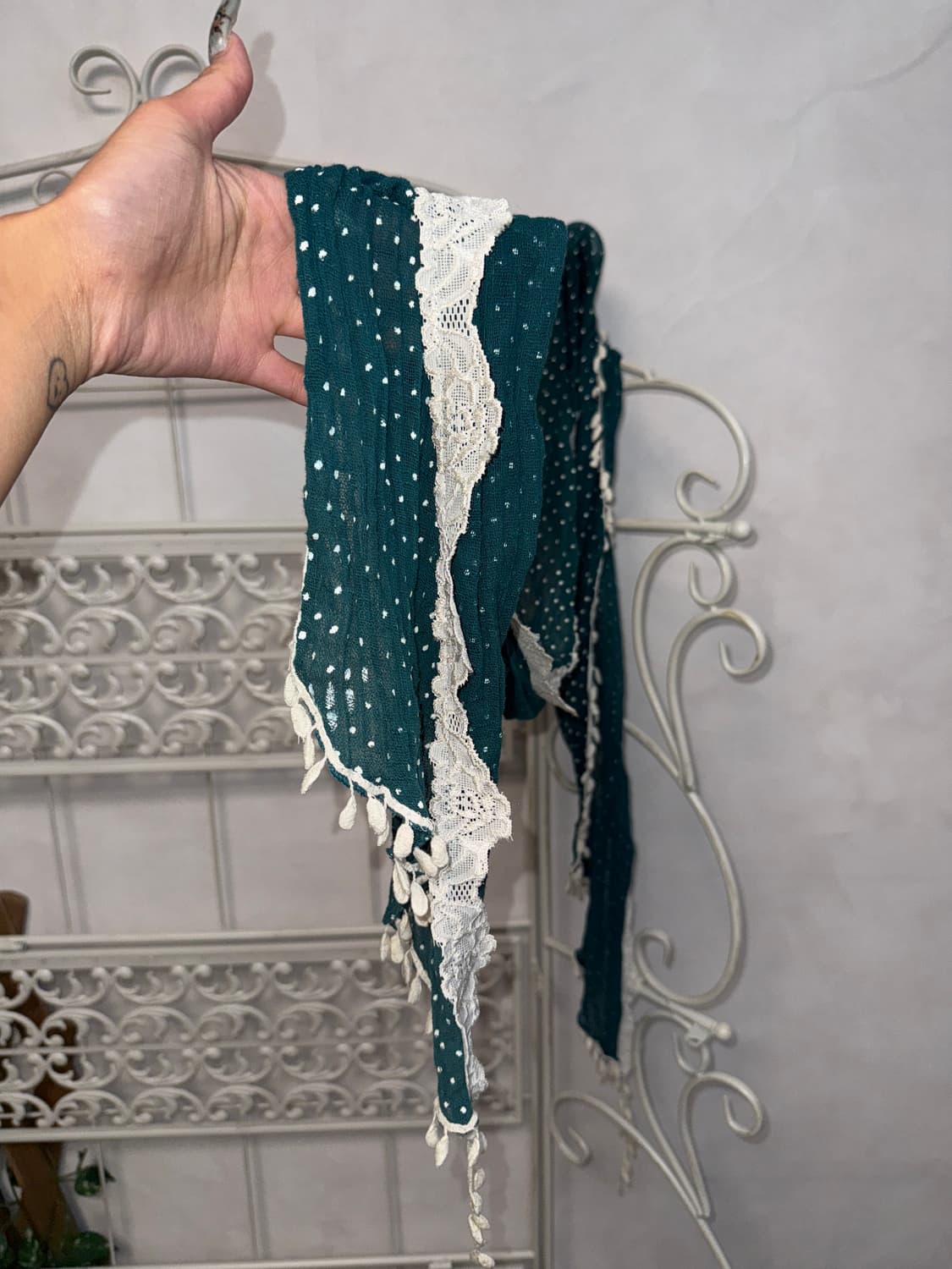 Mint white dot lace scarf  상품이미지4