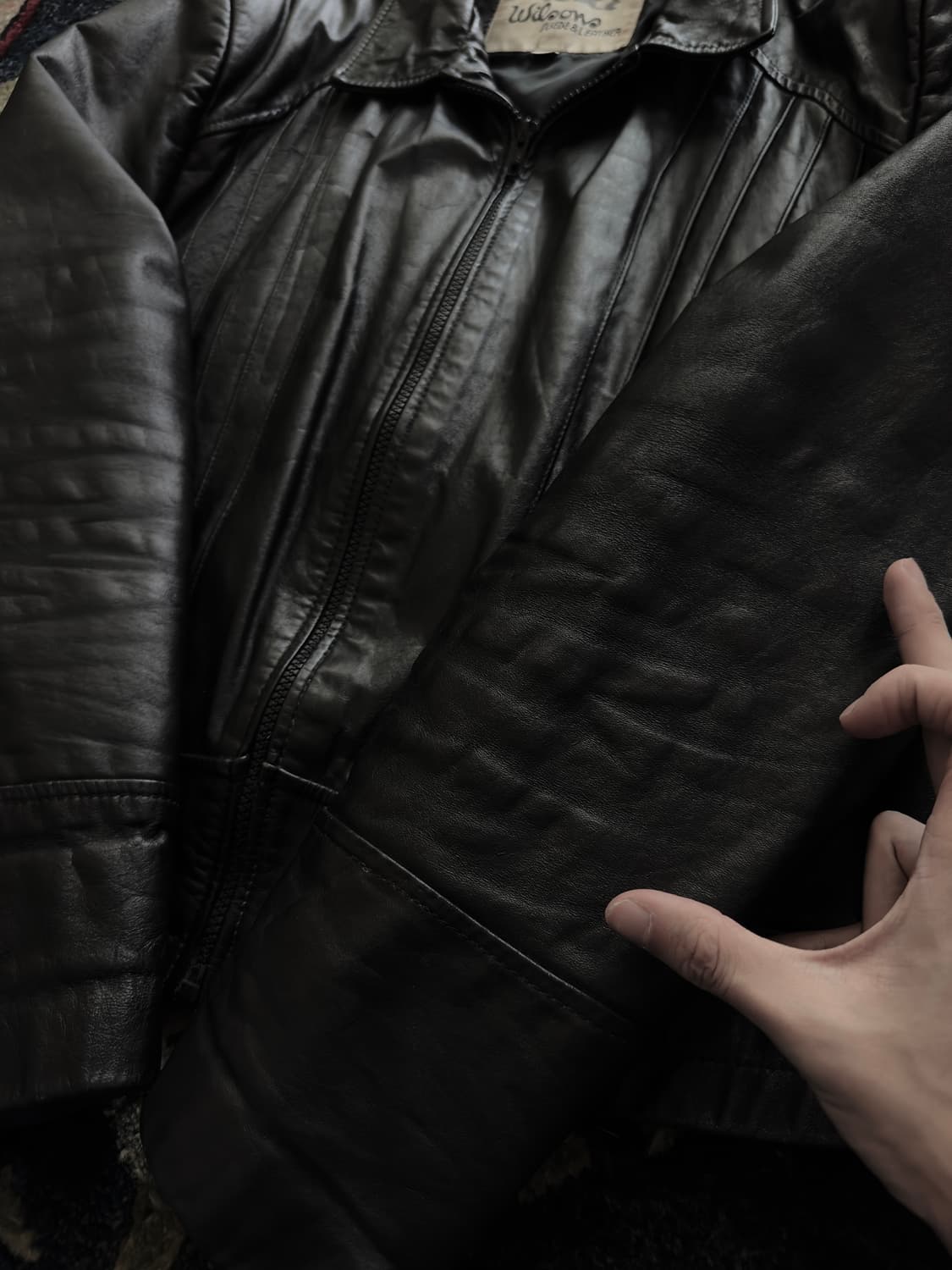 80s Wilsons black Whisker Leather Jacket 상품이미지6