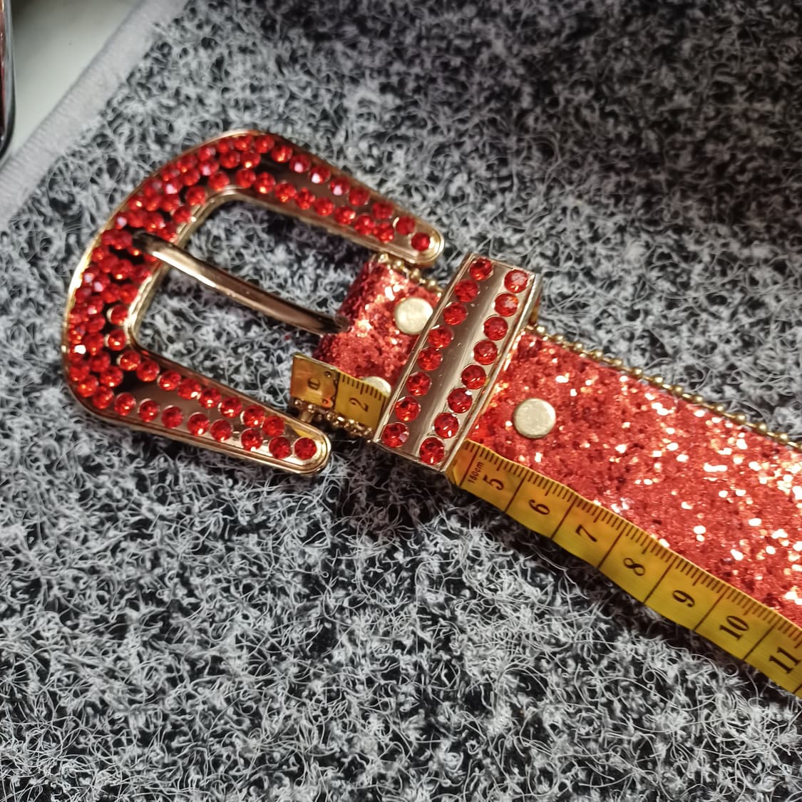 미사용 레드 큐빅 스팽글 벨트 상품이미지8