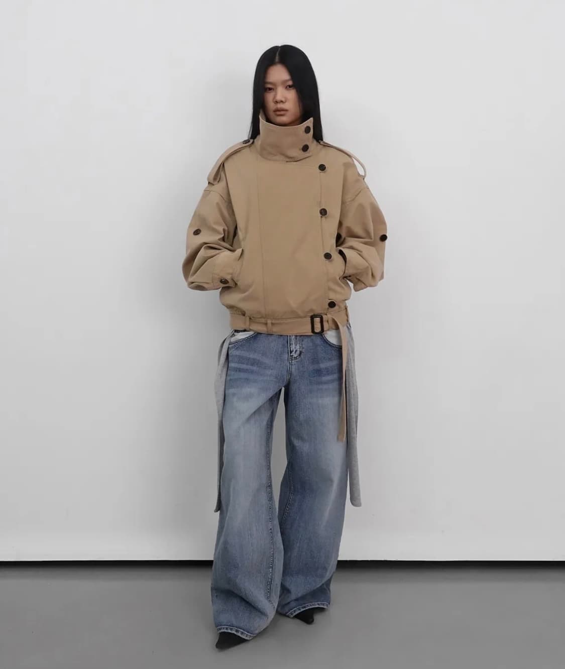 샌드릭 High Neck Cotton Jacket_Beige 상품이미지1