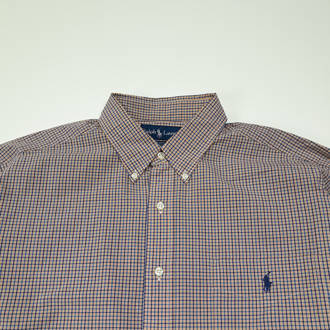 CL765 XL 폴로 90s 오렌지 네이비 마이크로 체크 버튼다운 셔츠 상품이미지2