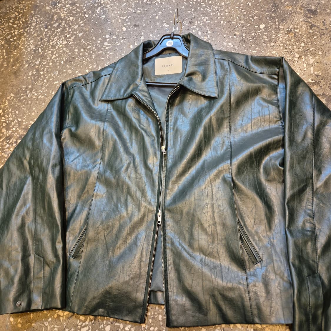 FREE 청록색 오버핏 레더자켓  상품이미지7