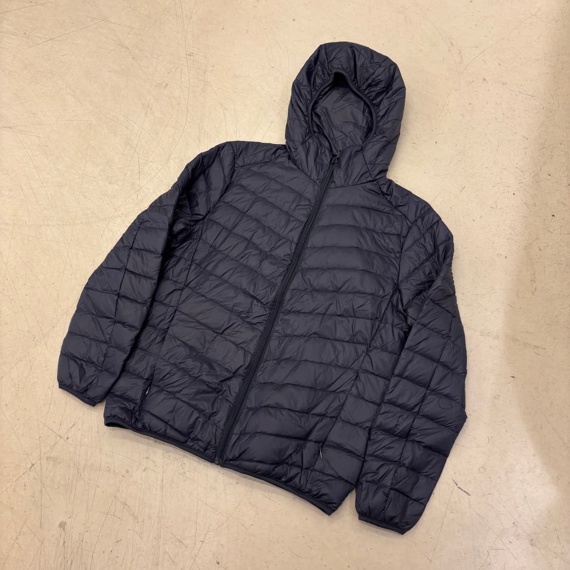 빈티지 네이비 후드 경량패딩 상품이미지1