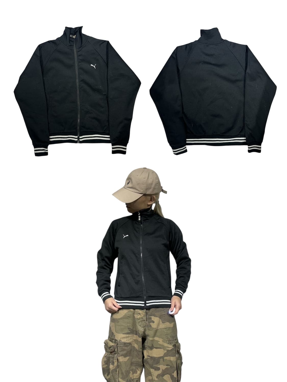 푸마 블랙 슬림핏 로고 트랙탑 져지 M 상품이미지1