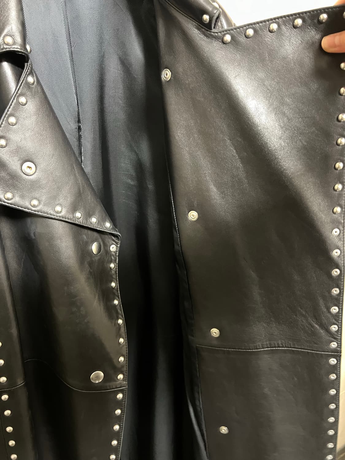 Helmut Lang 헬무트랭 스터드 가죽 트렌치 코트 M 상품이미지6