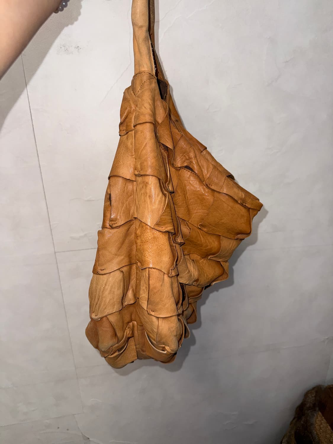 Camel brown lamb skin patchwork 숄더백 상품이미지3