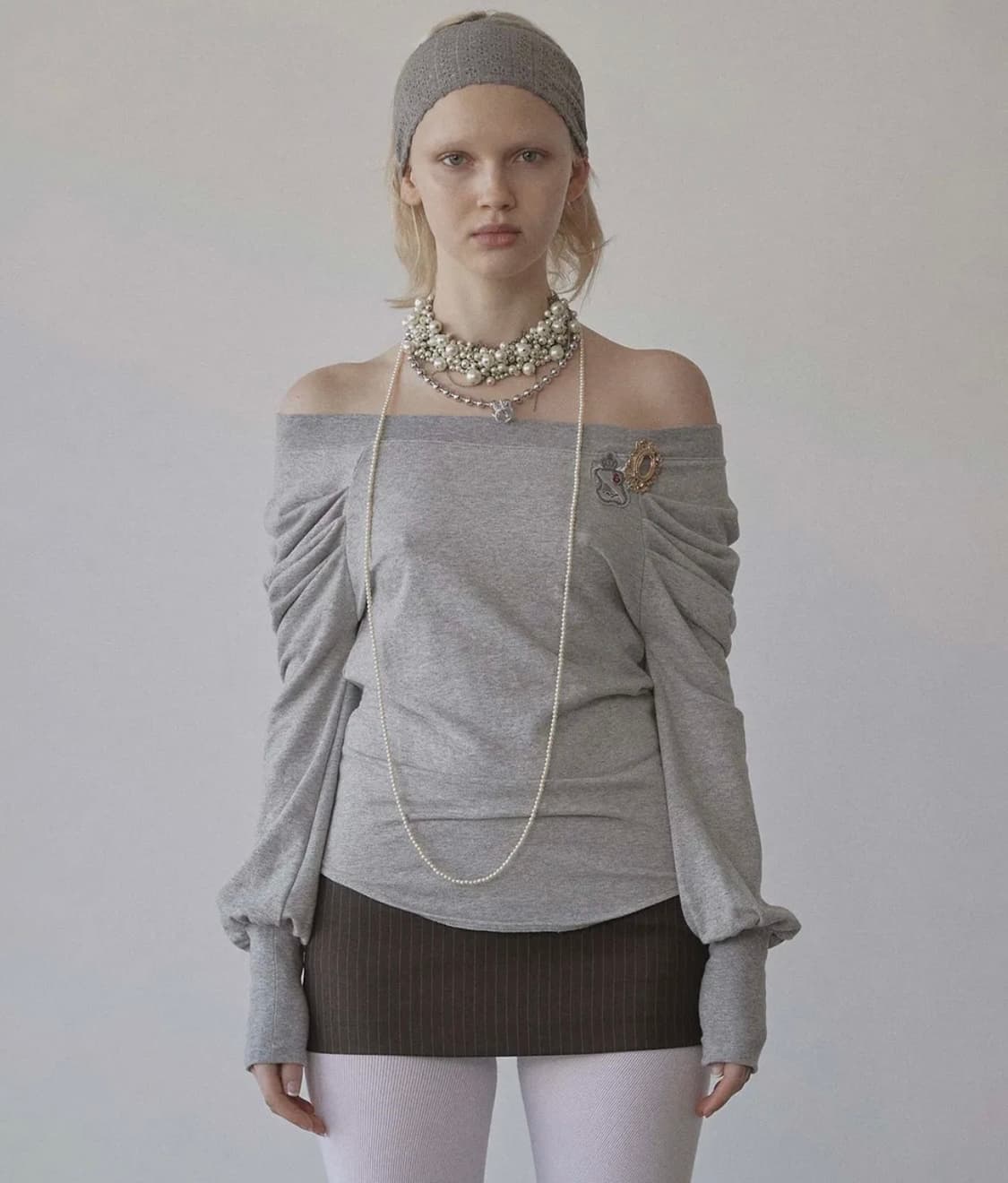 스컬프터 오프숄더 멜란지그레이 상품이미지1