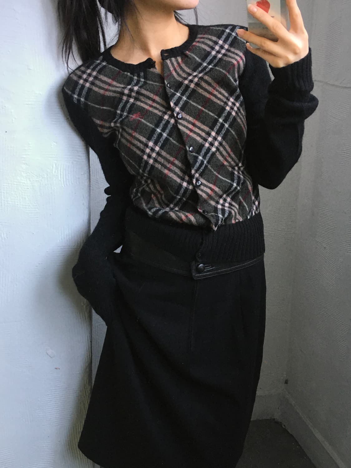 Burberry 버버리 블루 라벨 체크 니트 가디건 상품이미지2