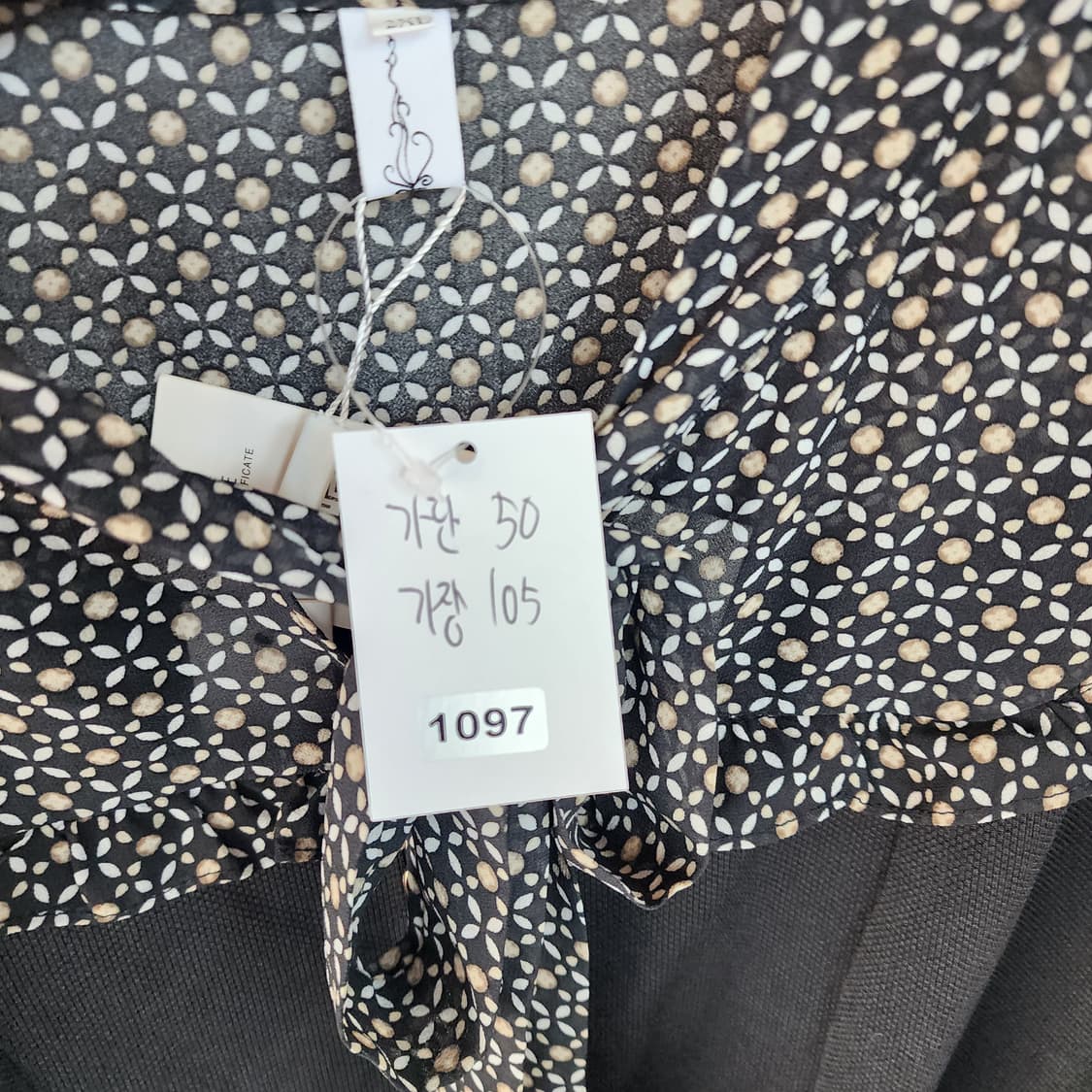 쉬폰 배색 리본레이어드 블랙 원피스 상품이미지7