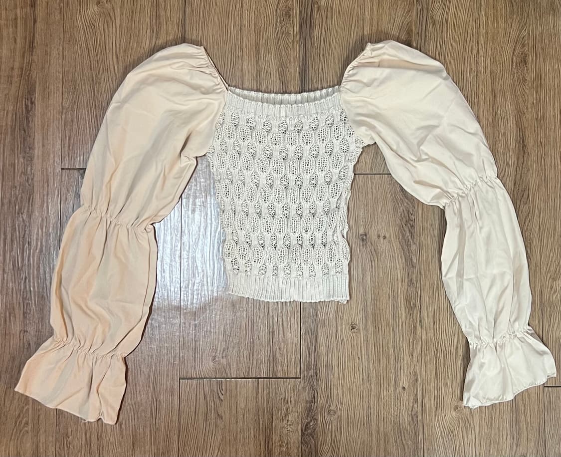 아이보리 니트 크롭 블라우스 상품이미지2