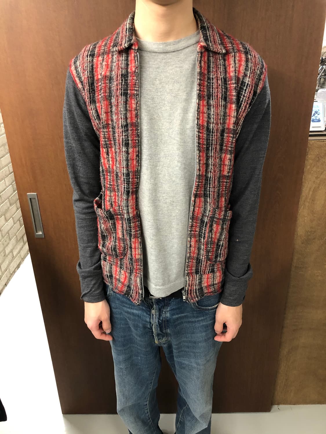 꼼데가르송 옴므 체크 집업 s 상품이미지1