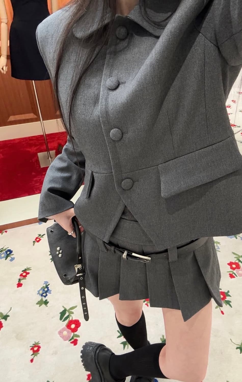 카키포인트 셋업 자켓 +치마 상품이미지2