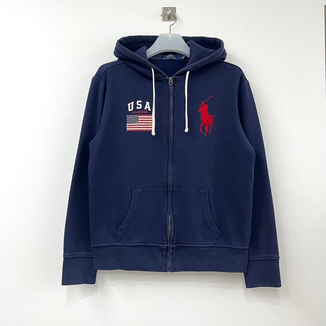 폴로 랄프로렌 빅포니 USA 성조기 네이비 후드집업 상품이미지2