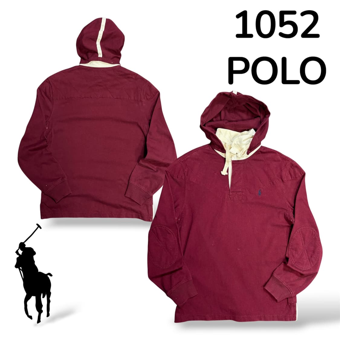 폴로 스몰로고 버건디 후드 M 상품이미지1