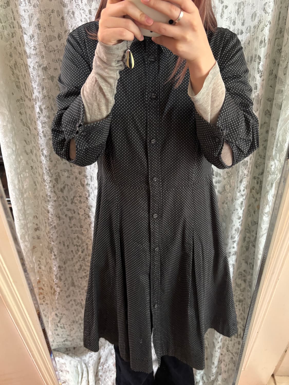 Talbots 도트 롱 셔츠 원피스 상품이미지3