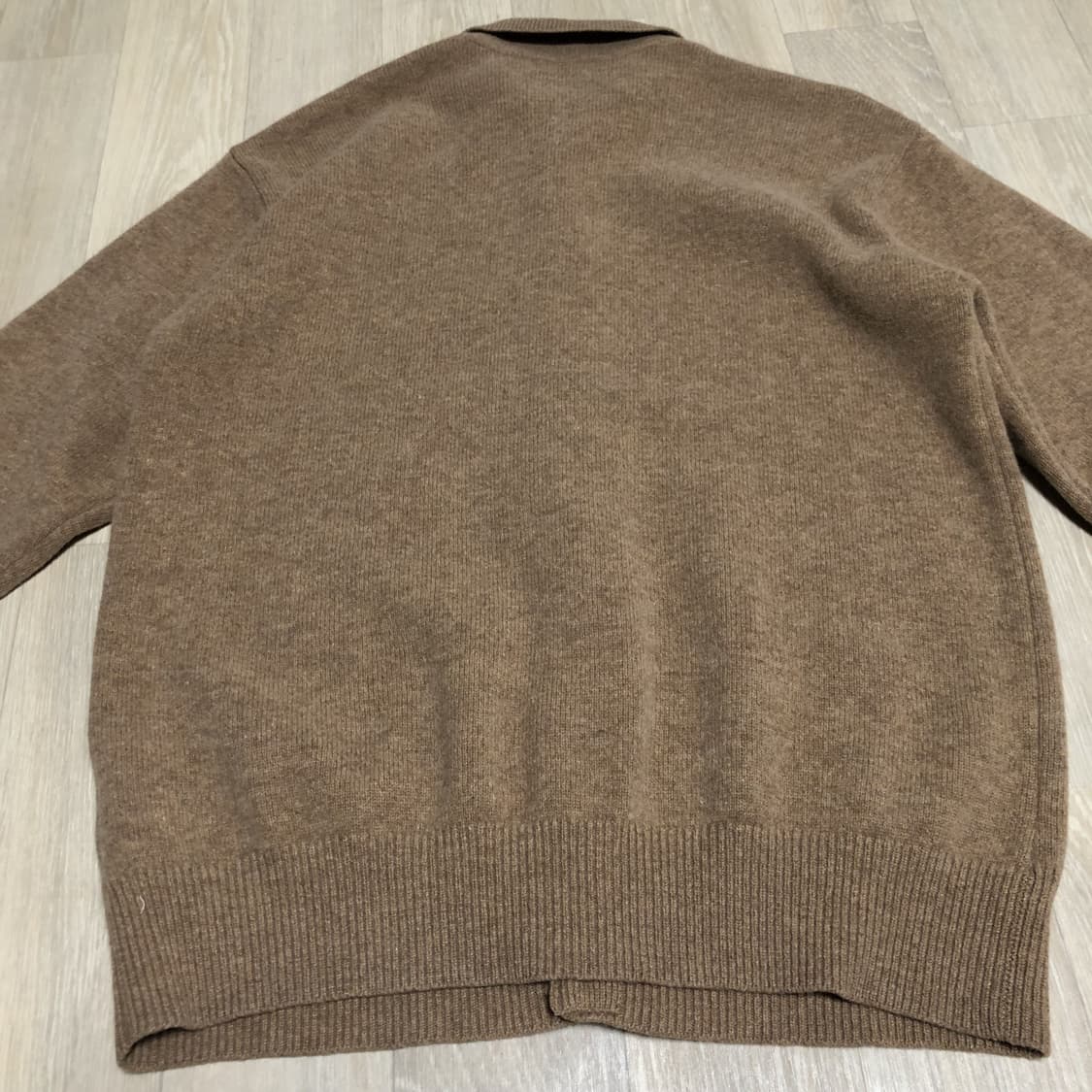 (105) 닥스 DAKS 100% 퓨어울 카라 케이블 가디건 다크 카멜 상품이미지8