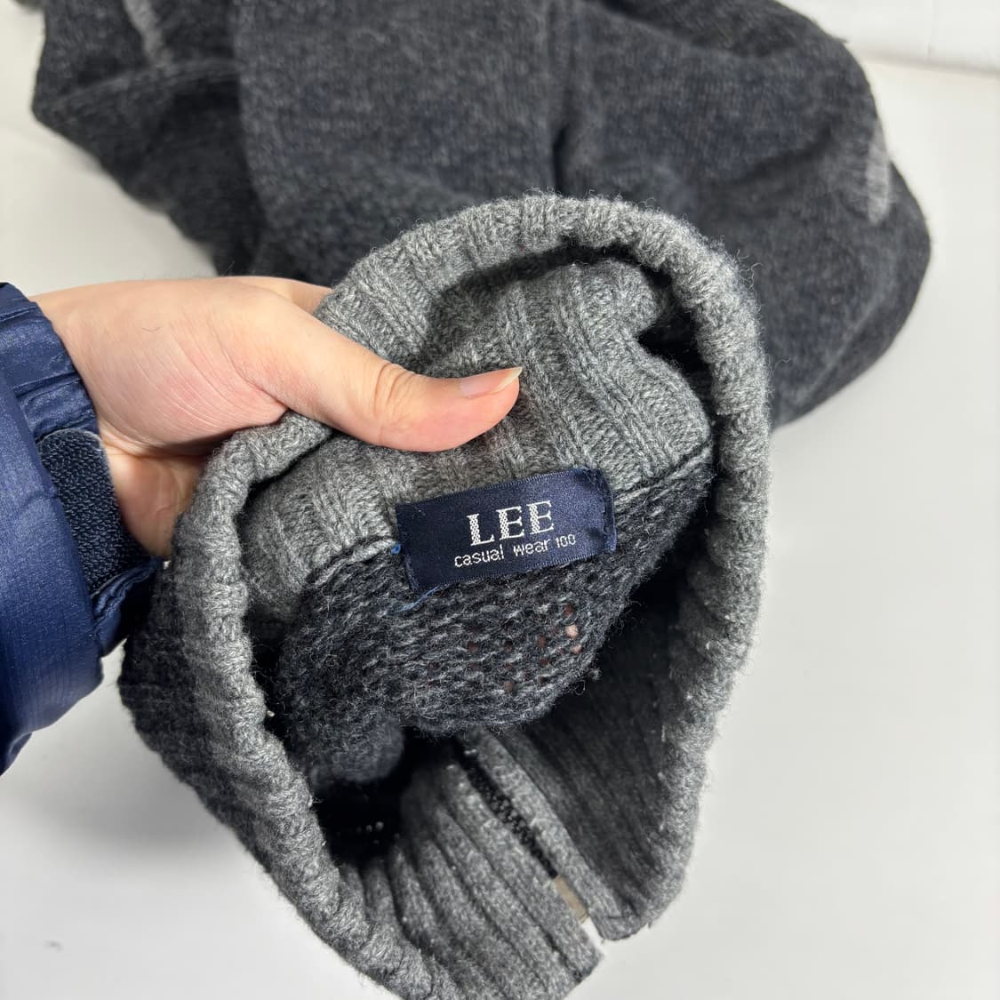 L 105 LEE 리 챠콜 루즈핏 헤비울 니트집업  상품이미지4