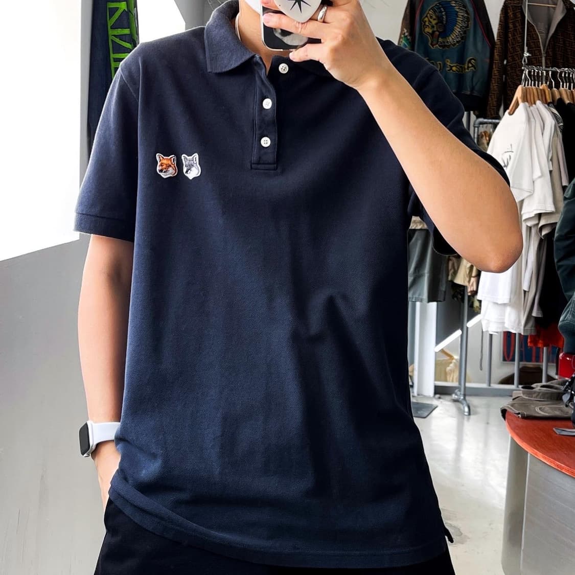 메종 키츠네 더블 폭스 헤드 패치 폴로 PK티 상품이미지1