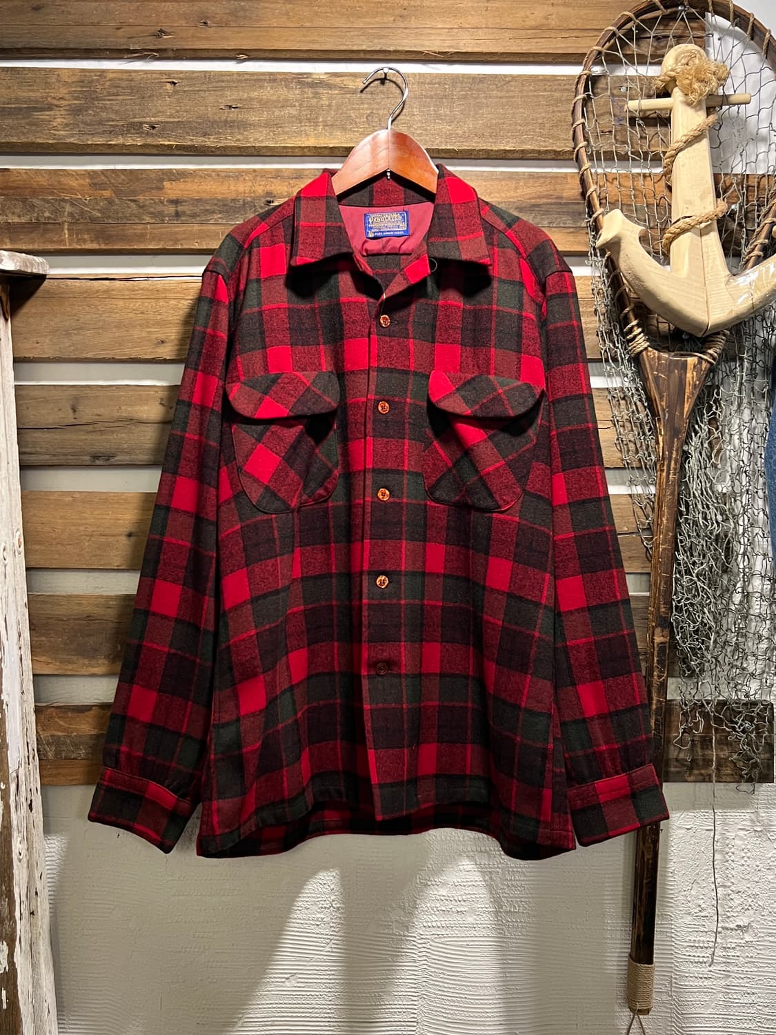 [M]펜들턴 USA 레드 타탄체크 울 셔츠 상품이미지1