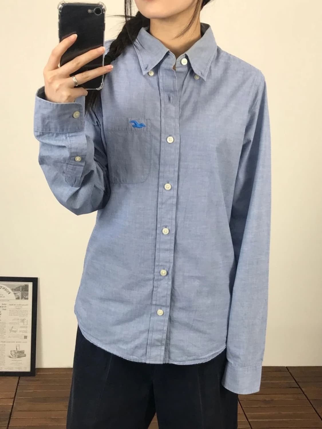 Hollister Light Blue Oxford Shirt 상품이미지3