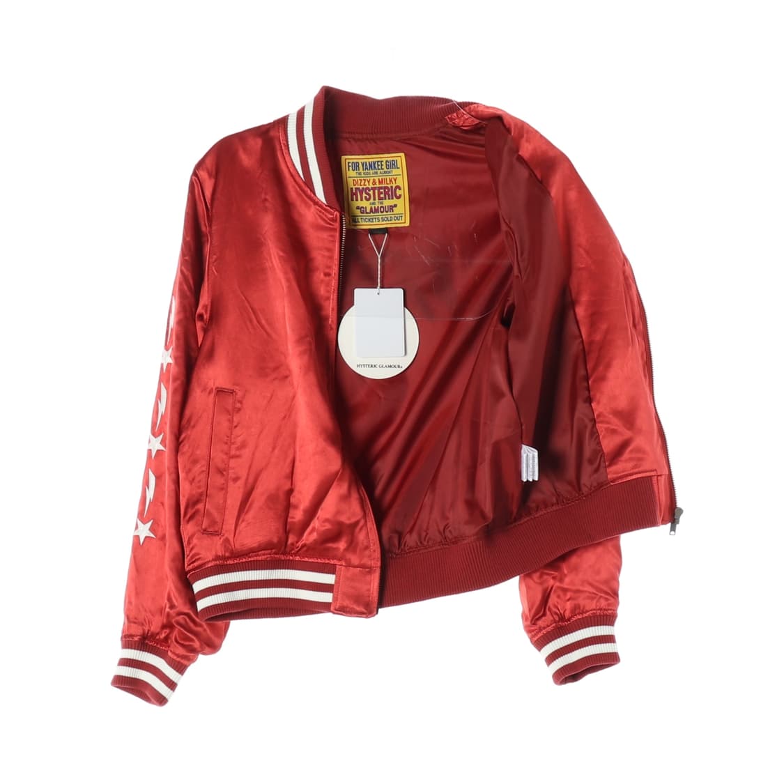 (새상품)[M]히스테릭글래머 새틴 레드 자수 스카잔 블루종 점퍼
 상품이미지4