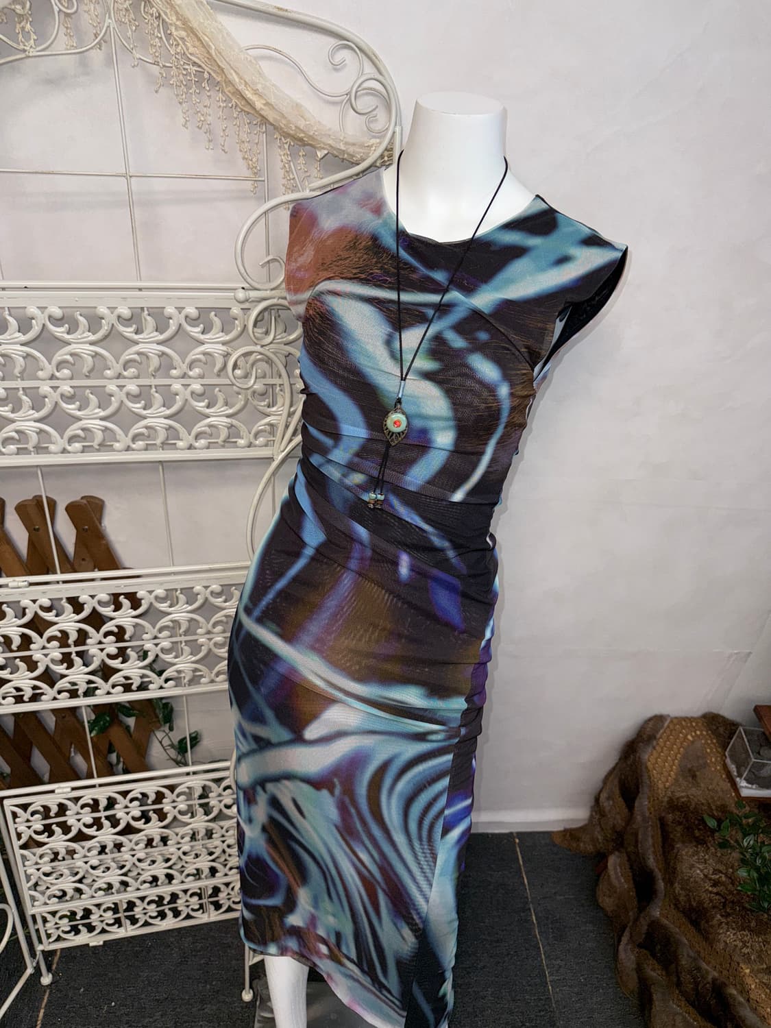 Marvel x-ray mesh shirring maxi ops 상품이미지3