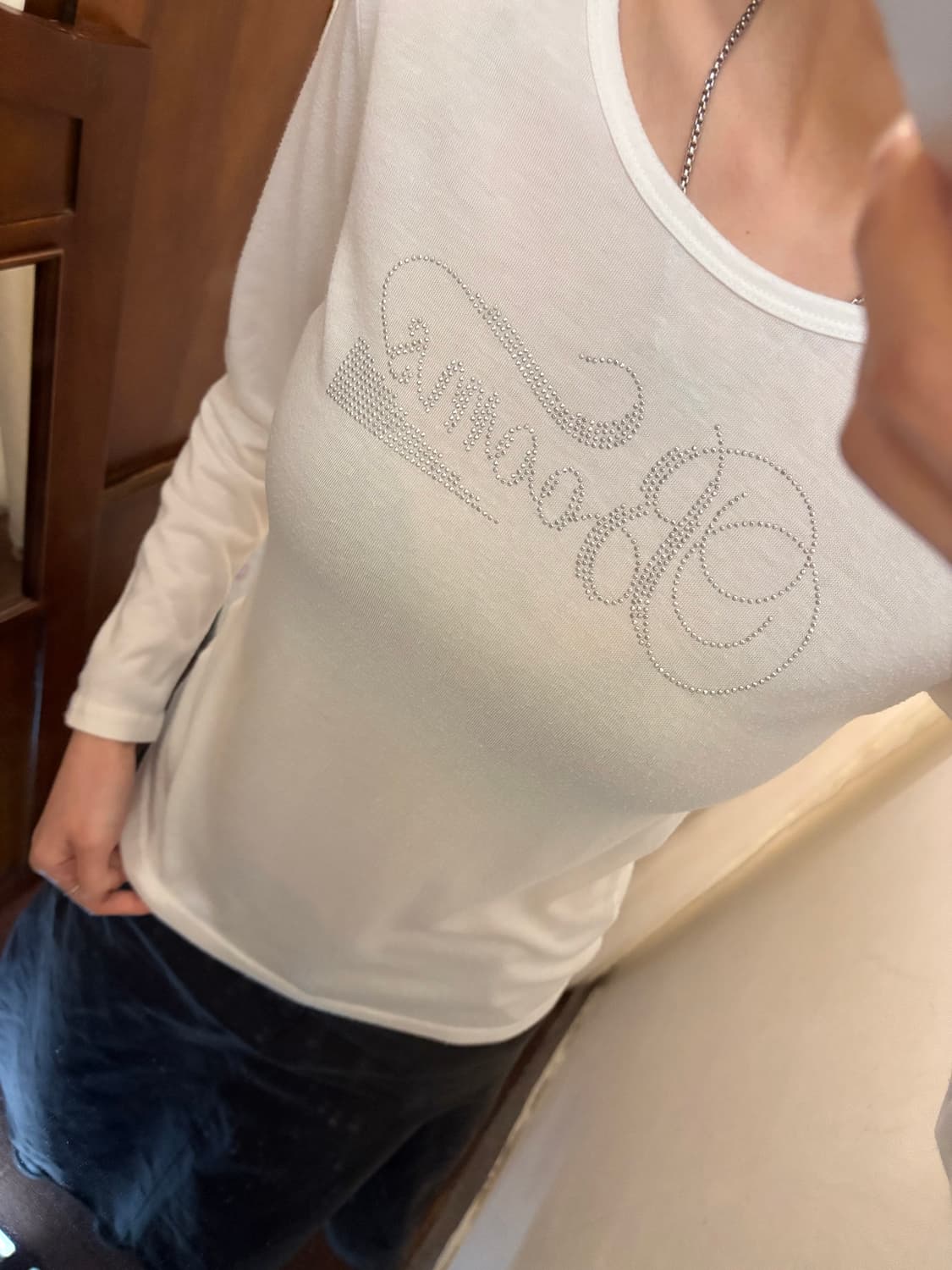 Japanese vintage white studded T-shirt 상품이미지3