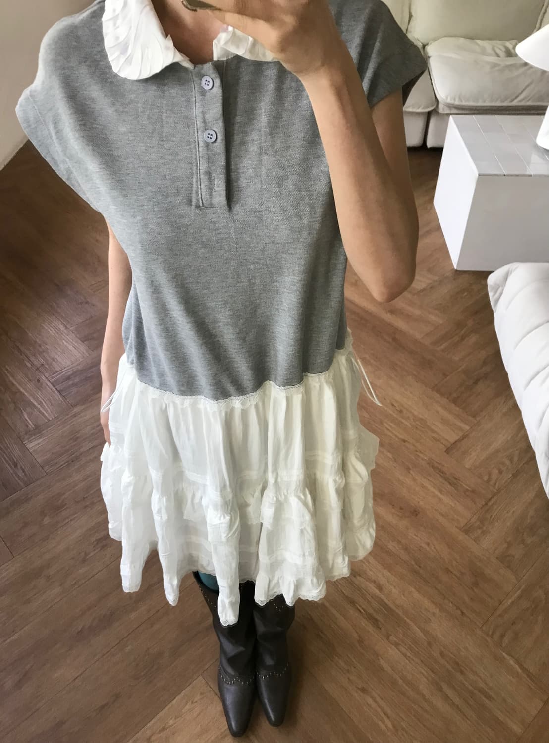 vintage button lace one-piece 상품이미지1