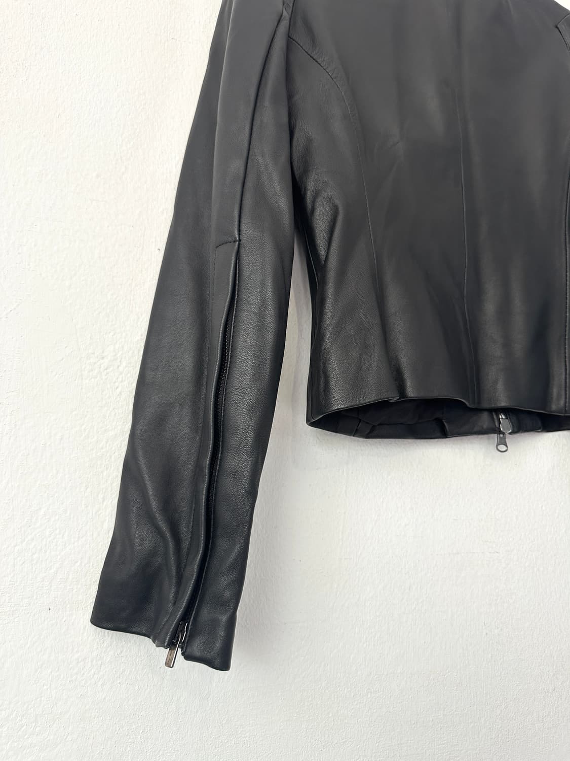 AnnairaN 2000s 불렛 스터드 램스킨 레더 자켓 상품이미지7