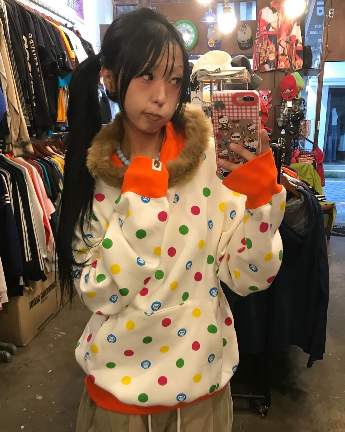 Bape BabyMilo Polka Dots Fur Hoodie 상품이미지4