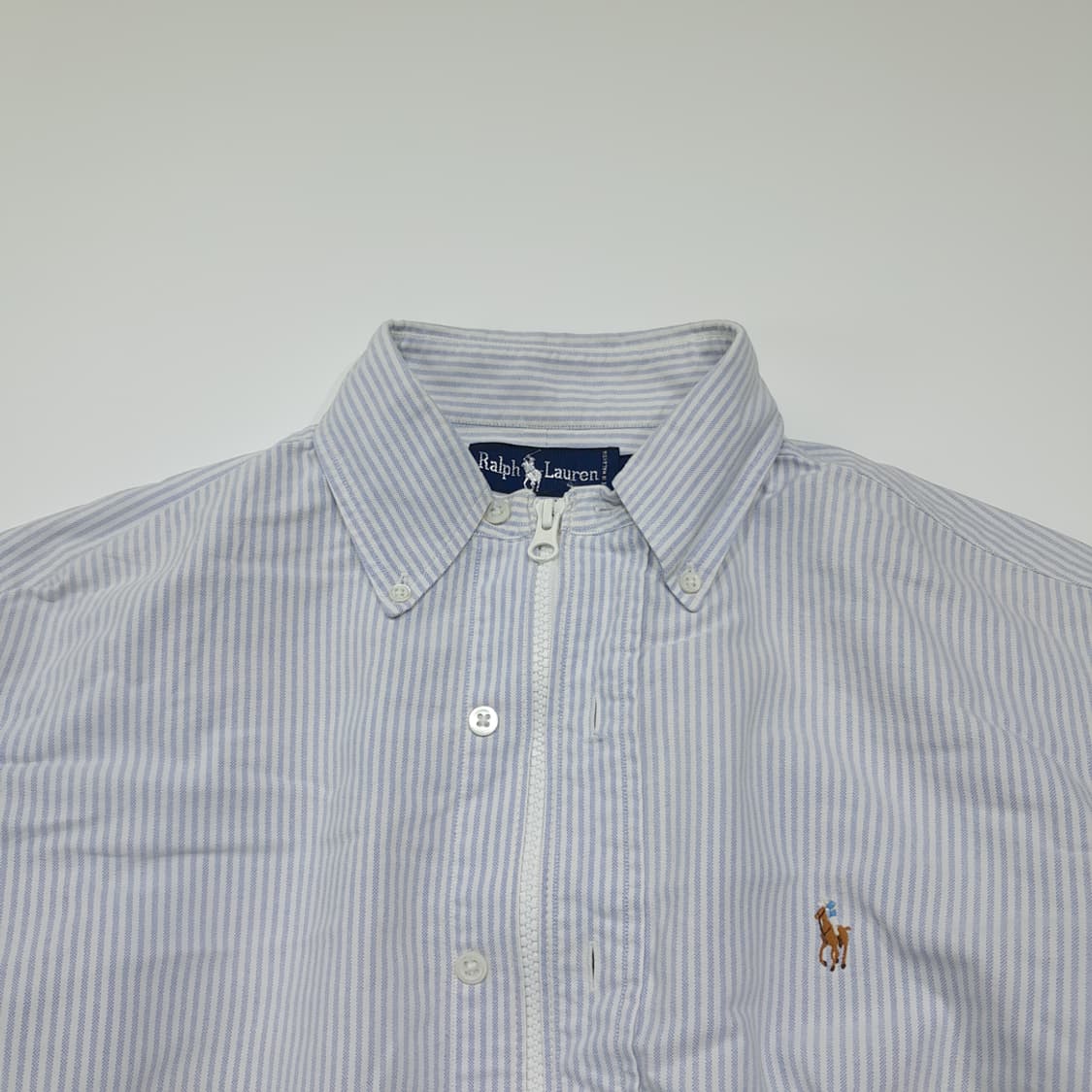 CK068 FREE 폴로 90s 리메이크 클래식 블루 스트라이프 크롭  상품이미지2