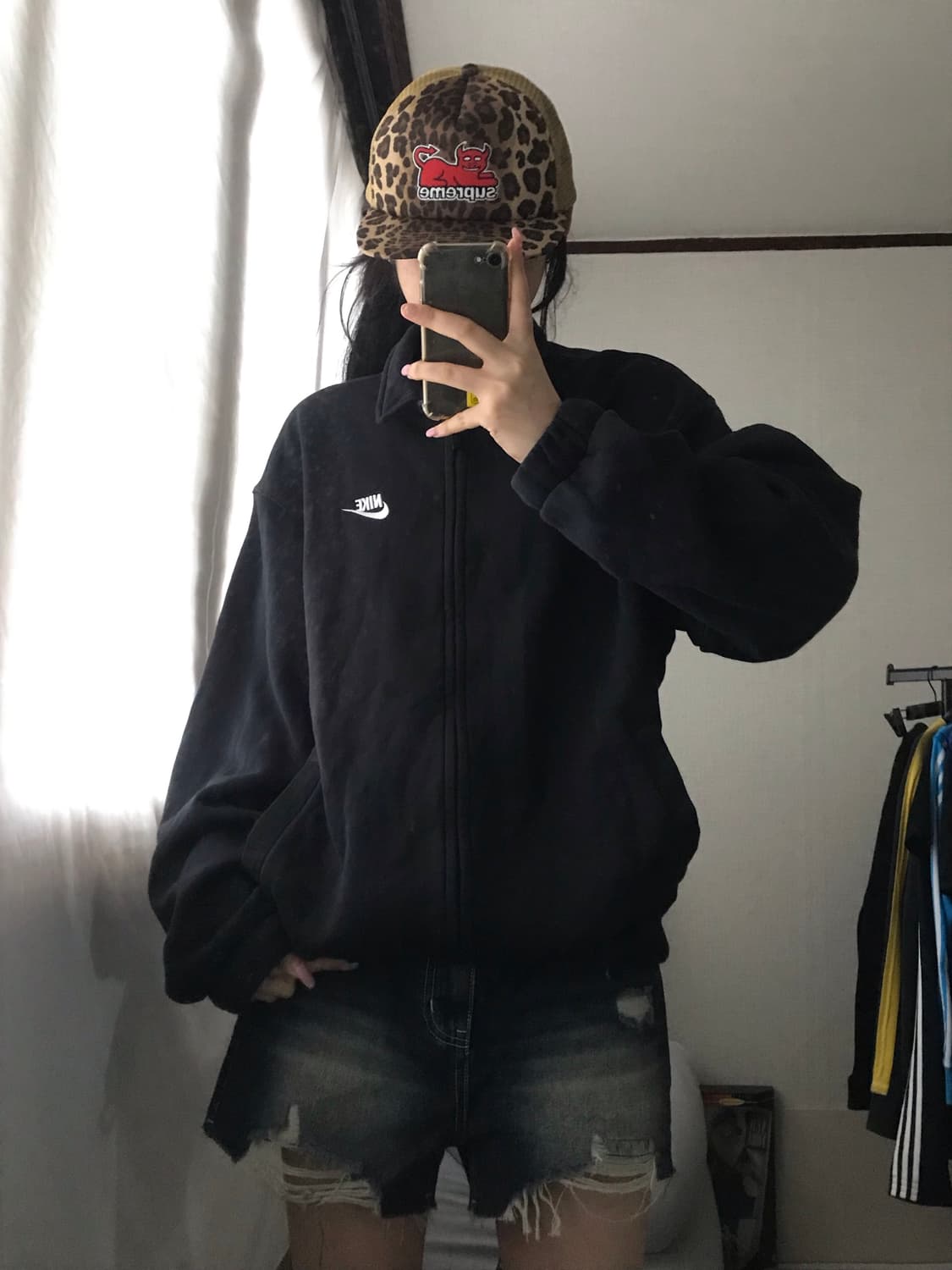 나이키 블랙 넥버튼 면집업 상품이미지1
