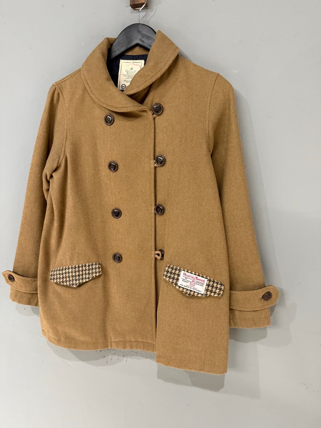 Harris tweed detail double button coat 상품이미지7