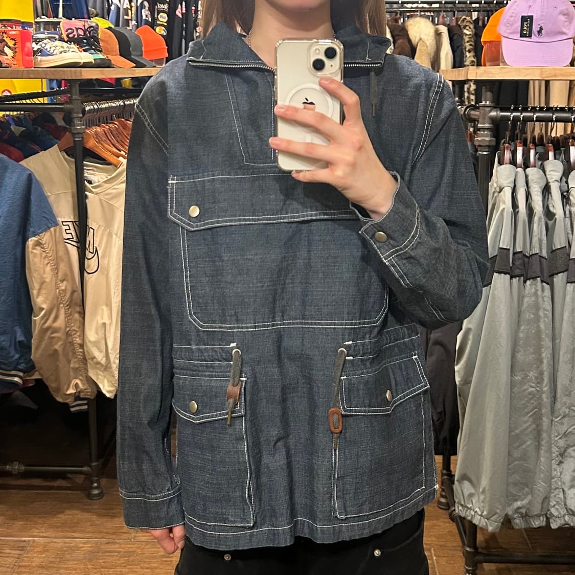 [HI] 프리즘웍스 프리즘웍스 데님 후드 아노락 블루  상품이미지2