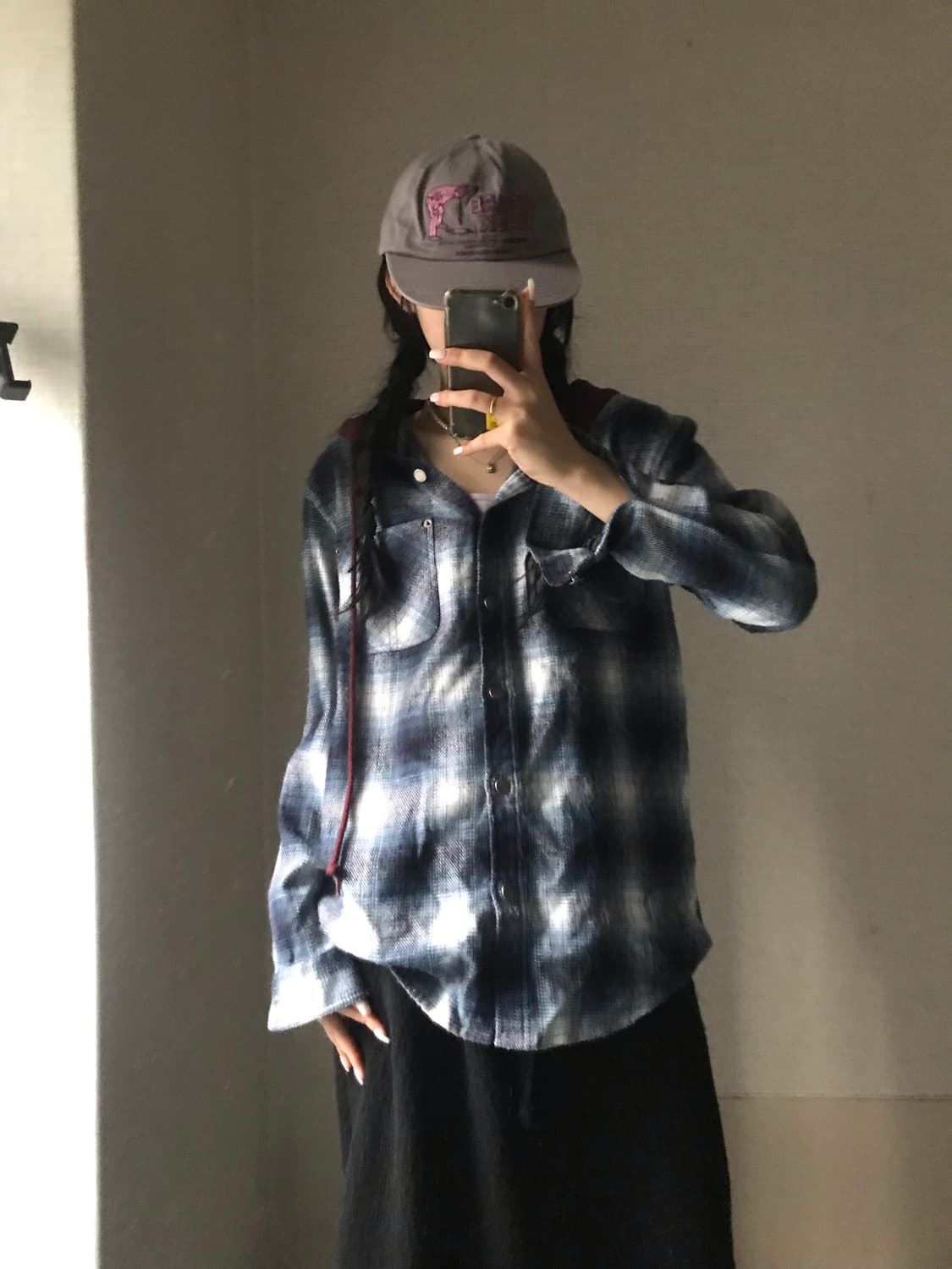 미스치프 레이어드 체크 후드셔츠 상품이미지4