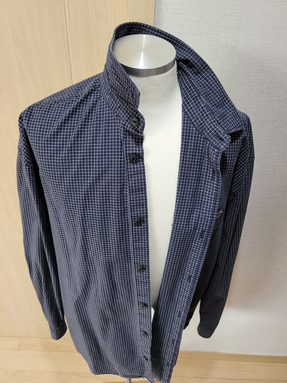 후아유 WHO.A.U 남자 오버핏 체크 셔츠 120 네이비 상품이미지7