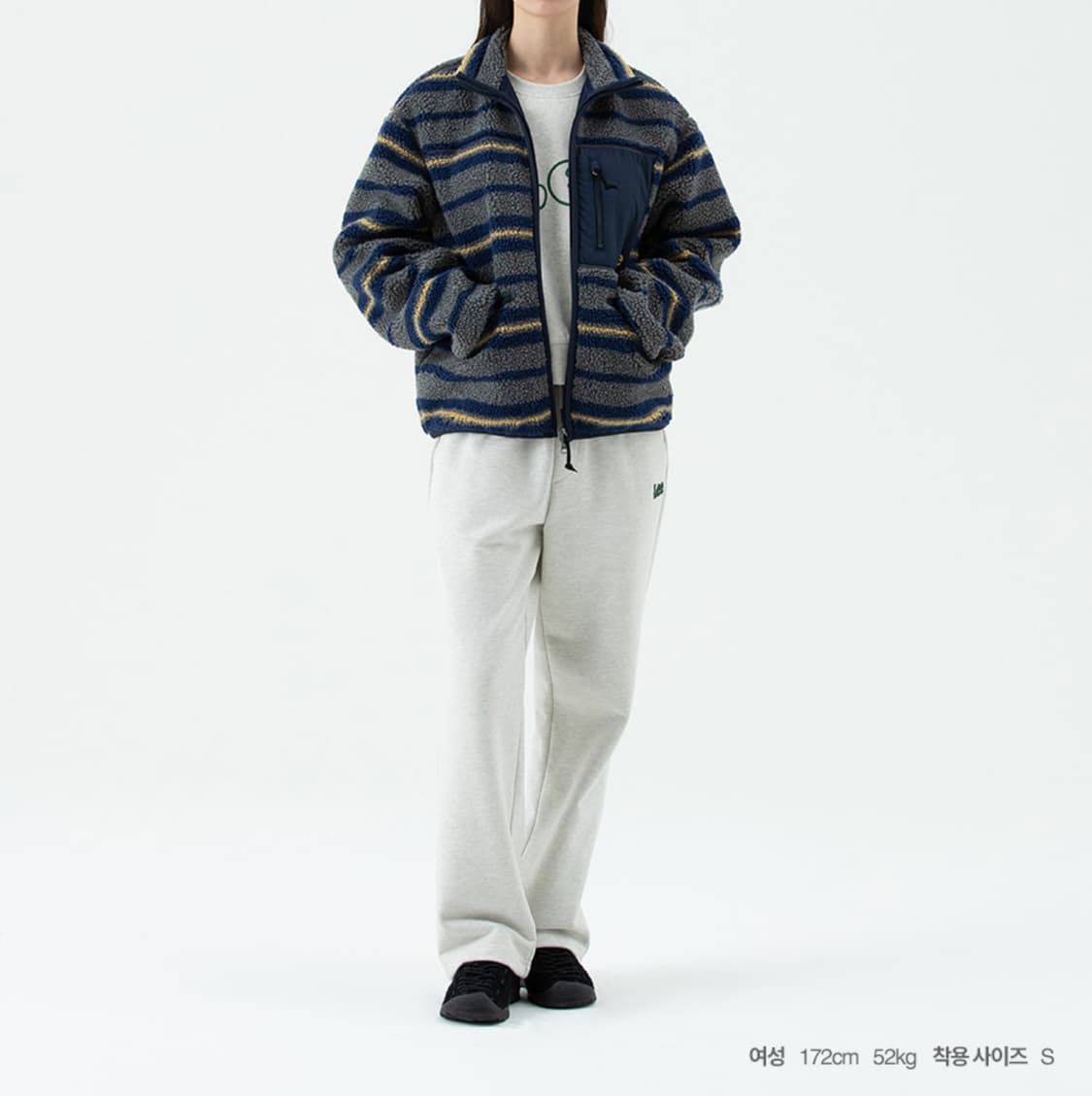 Lee 리 플리스 하이넥 집업 자켓 그레이 후리스 상품이미지4