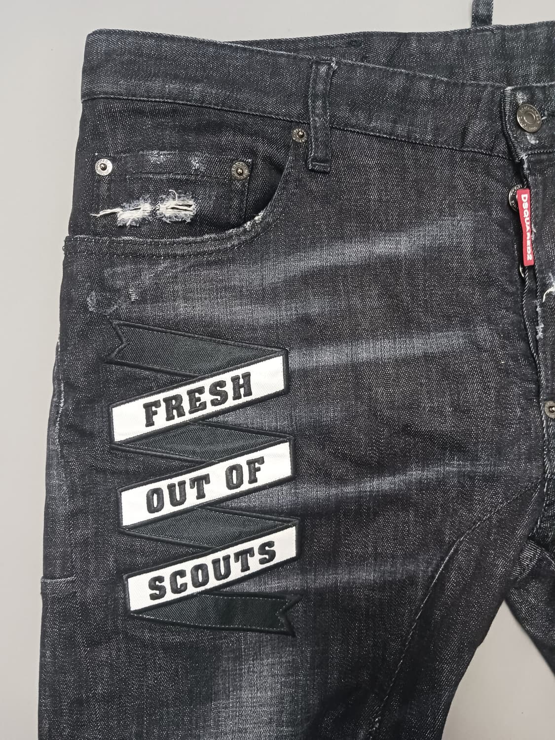 [36] 정품 디스퀘어드2 래터링패치 타이디바이커 블랙진 청바지 상품이미지2