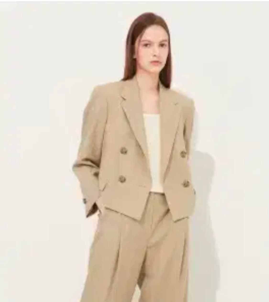 한섬 타임 2022 이태리 톨레뇨 백슬릿 더블 크롭 자켓 F 사이즈 상품이미지1