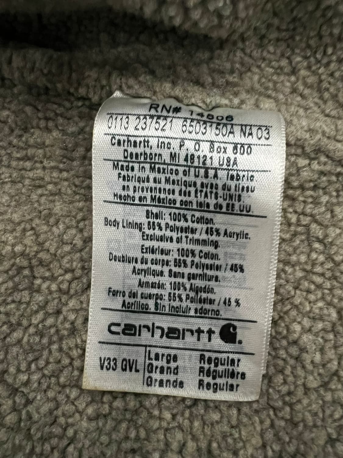 (L)칼하트 셰르파 넥 조끼베스트 V33 GVL 그래블 상품이미지5