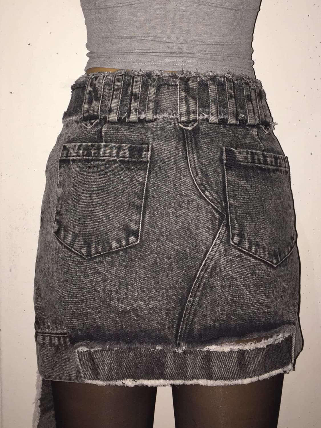 24ans 워싱 데님 벨티드 미니스커트 데미지 빈티지룩 상품이미지2