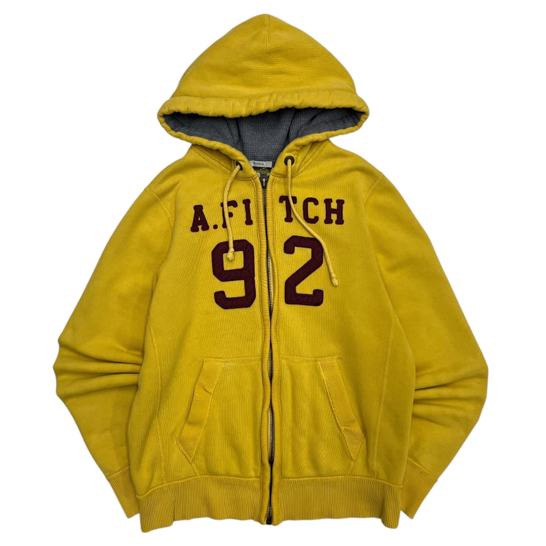아베크롬비 버건디 패치로고 옐로우 후드집업 M 상품이미지2