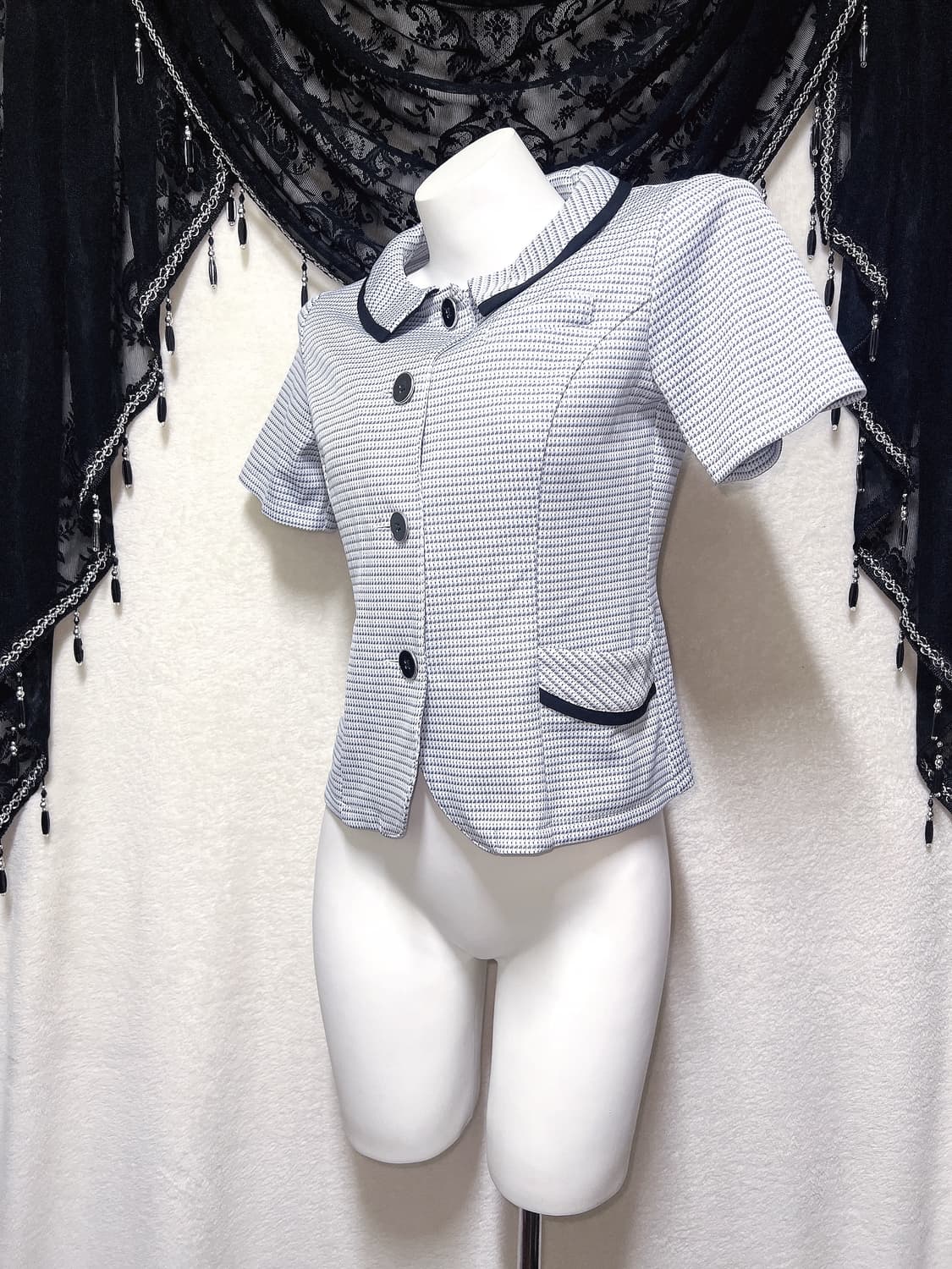 로맨틱갸루 로걀 반팔 블라우스자켓 러블리 양산형 하객 핀터 올드머니 상품이미지5